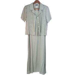 En Focus NWT VTG Sleeveless Shift Dress Jacket SET Embroidered Maxi Size 8 MD